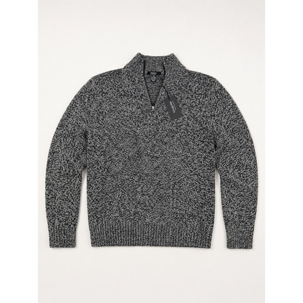 Giorgiolini Mens Wool Cashmere Blend Quarter Zip Sweater Grey Made in Italy L